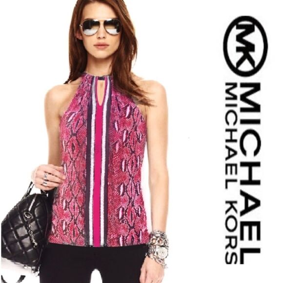 MICHAEL Michael Kors Tops - Michael Kors Pink Snakeskin Sleeveless Top